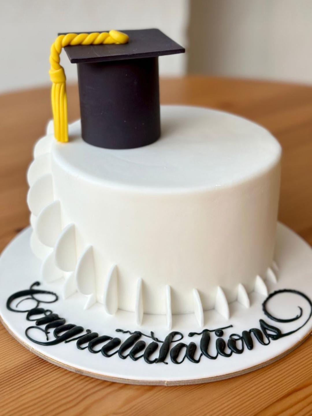 Graduation Cake-Elegant white
